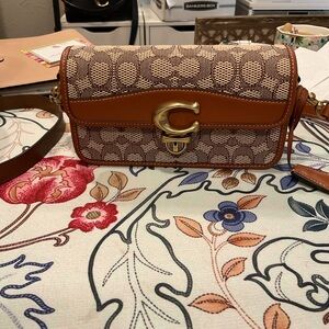 Coach Signature Brown and Tan Crossbody Bag